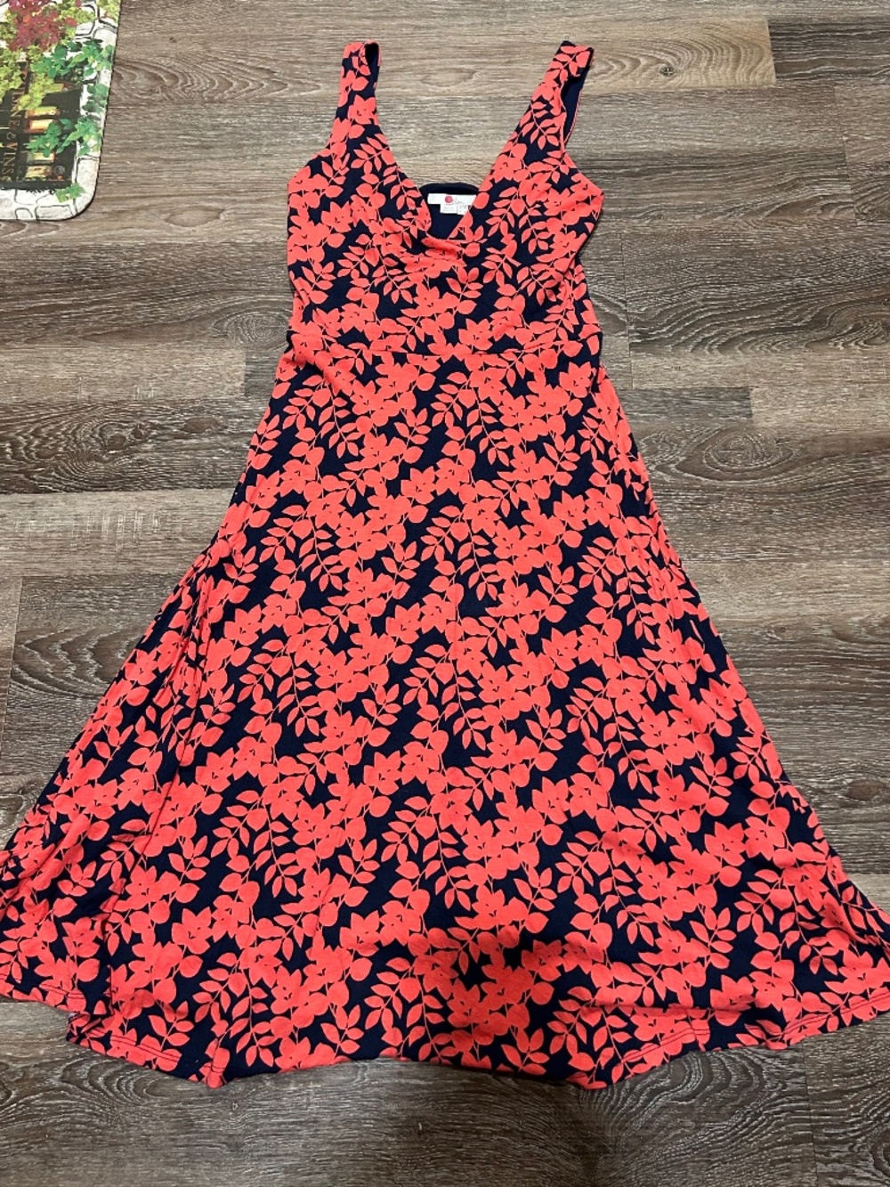 Boden Willa Jersey Sleeveless Dress Women’s US 6L Long Faux Wrap Coral/Navy